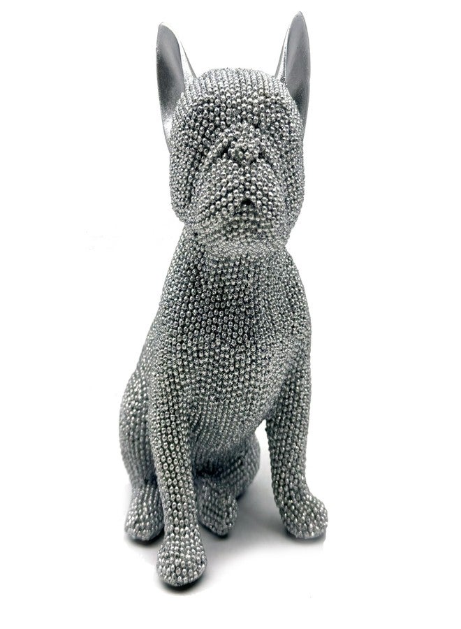 FUNSXBUG 6.5 Inch Resin French Bulldog Statue Dog Figurines Sculpture Collectibles Home Office Desktop Decor Outdoor Garden Display Decoration (Silver) - Image 2